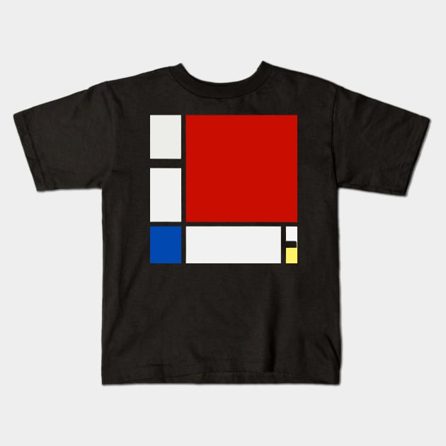 Piet Mondrian Painting - Red Yellow Blue Kids T-Shirt by Hot-Proper-Tees